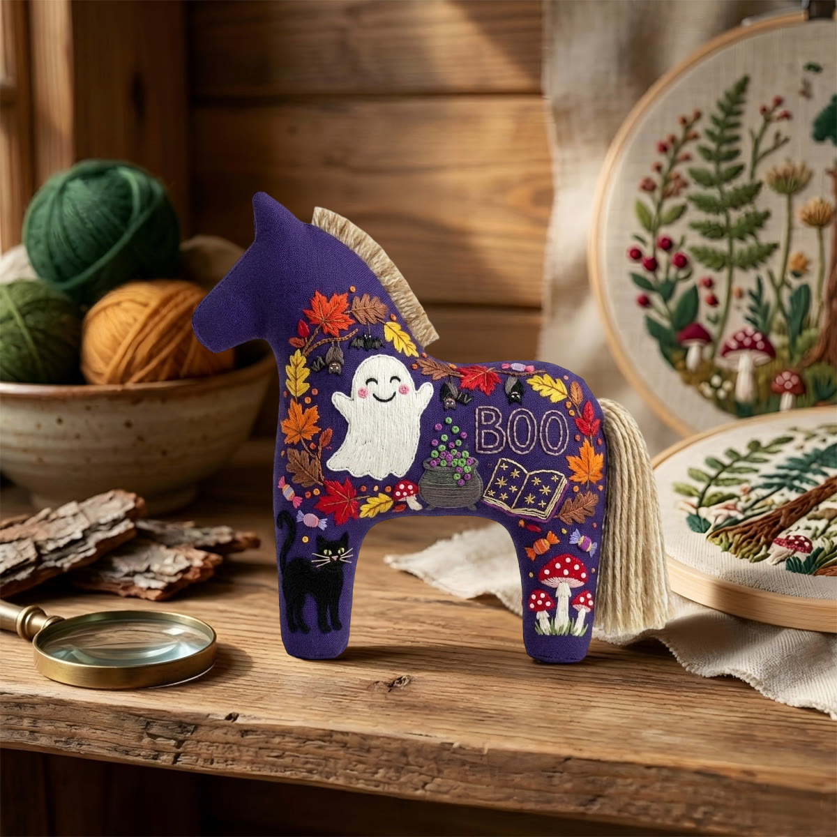 Rubbyoo Dala Horse Embroidery Kit - Cute White Ghost | Gift For Witchy Friends | Whimsical Holiday Decor - image 6