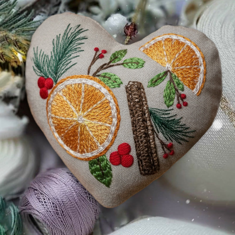 Rubbyoo Heart Embroidery Kit - Orange And Spices | Christmas Tree Ornament | Nice Gift For Friend  - image 4