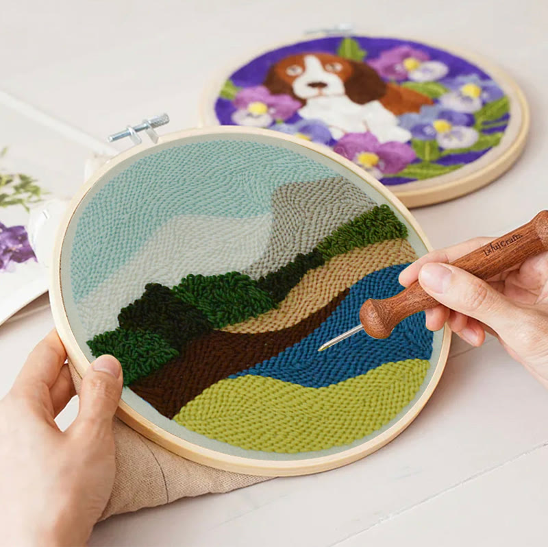 Serene Landscape Punch Needle Kit – Peaceful DIY Project | Relaxing Nature-Inspired Wall Art - image 7