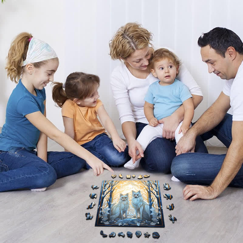 White snow fox - Wooden Jigsaw Puzzle