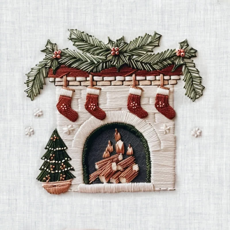 Rubbyoo Embroidery Kit - Cozy Fireplace Holiday Needlework Gift - image 11