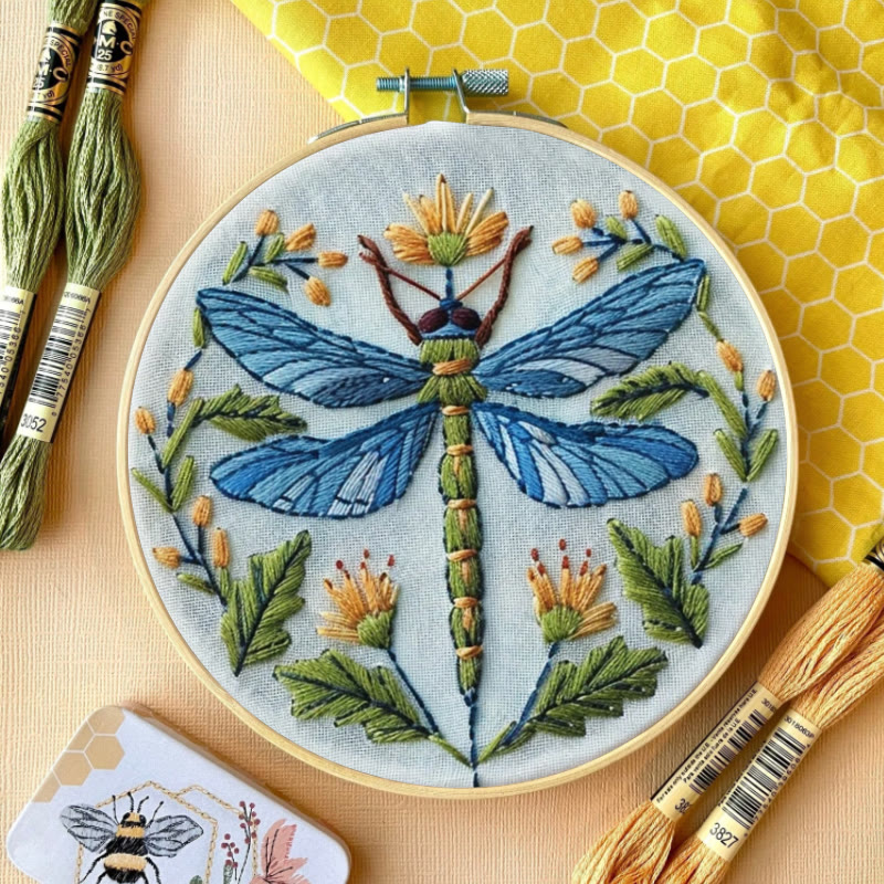 Rubbyoo Embroidery Kit - Floral Dragonfly | Diy Insect Craft | Hanging Wall Art Decor - image 9