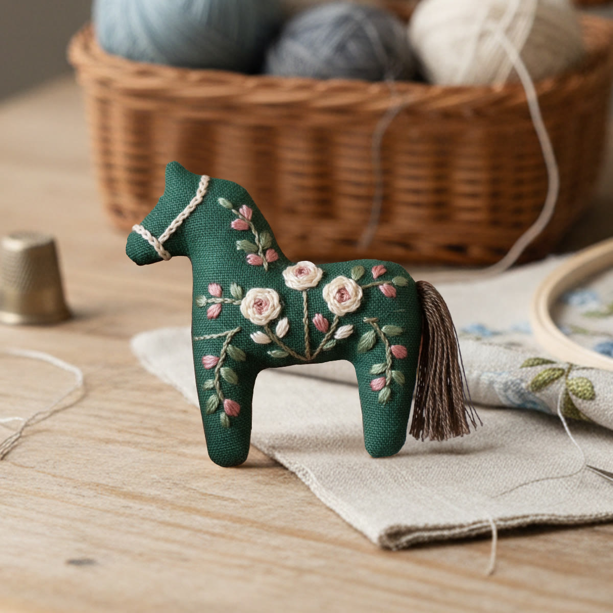 Rubbyoo Horse Embroidery Kit - Little Flower | Easy Handmade Art | New Year Pendant - image 6