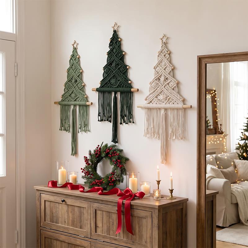 Rubbyoo Macrame Christmas Tree Wall Hanging - Rustic Home Art Decor | Perfect Housewarming Gift - image 3