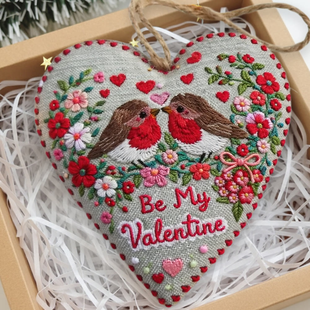 Rubbyoo Heart Embroidery Kit - Twin Robin With Lettering | Romantic Handstitched Diy | Sweet Valentine Gifting Choice - image 6