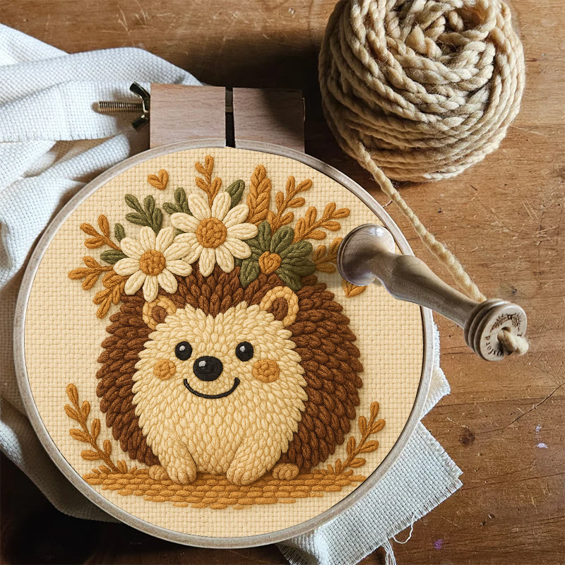 Daisy Hedgehog Punch Needle Kit - Diy Floral Craft | Lovely Animal Needlework  - image 8