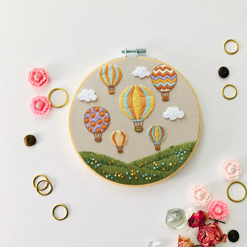 Rubbyoo Embroidery Kit - Hot Air Balloon Meadow | Cheerful Craft | Whimsical Accent - image 8