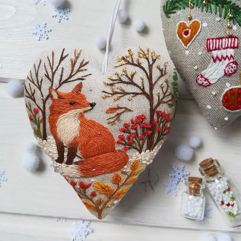 Rubbyoo Heart Embroidery Kit - Winter Fox | Diy Animal Craft | Unique Car Hanging Decor - image 4