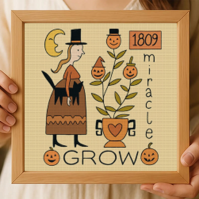 Cross Stitch Kit - Witch With Black Cat | Halloween Handmade Stitch | Diy Holiday Hanging  - image 9