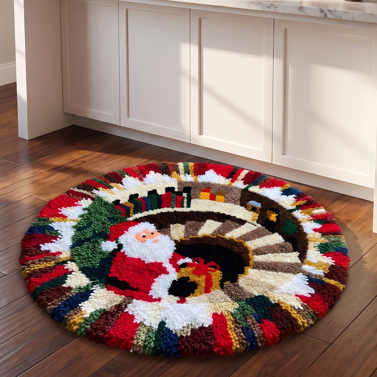 Rubbyoo Latch Hook Rug Kit - Santa Surprise | 3d Optical Illusion Design Mat | Whimsical Christmas Decoration  - image 8