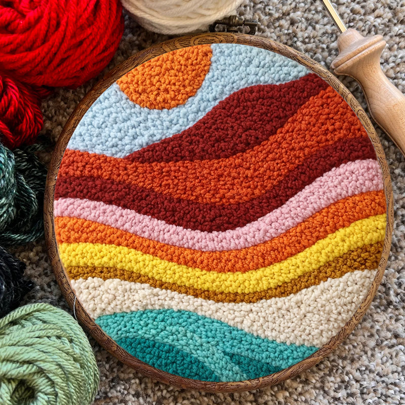 Sunset Wave Landscape Punch Needle Kit - Artistic Diy Project | Novice Friendly Craft Pick - image 8