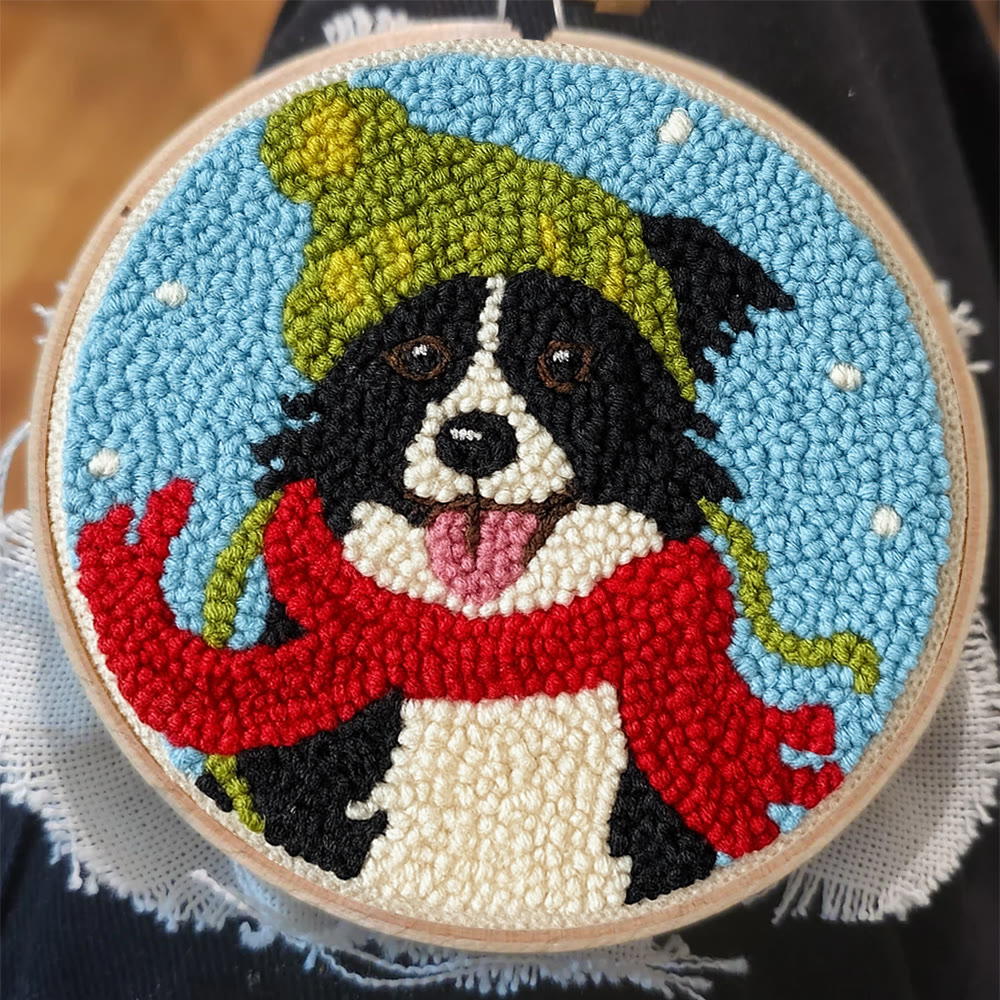 Winter Adorned Puppy Punch Needle Kit – Easy Beginner Handcraft | Cute Decor Hanging - image 6