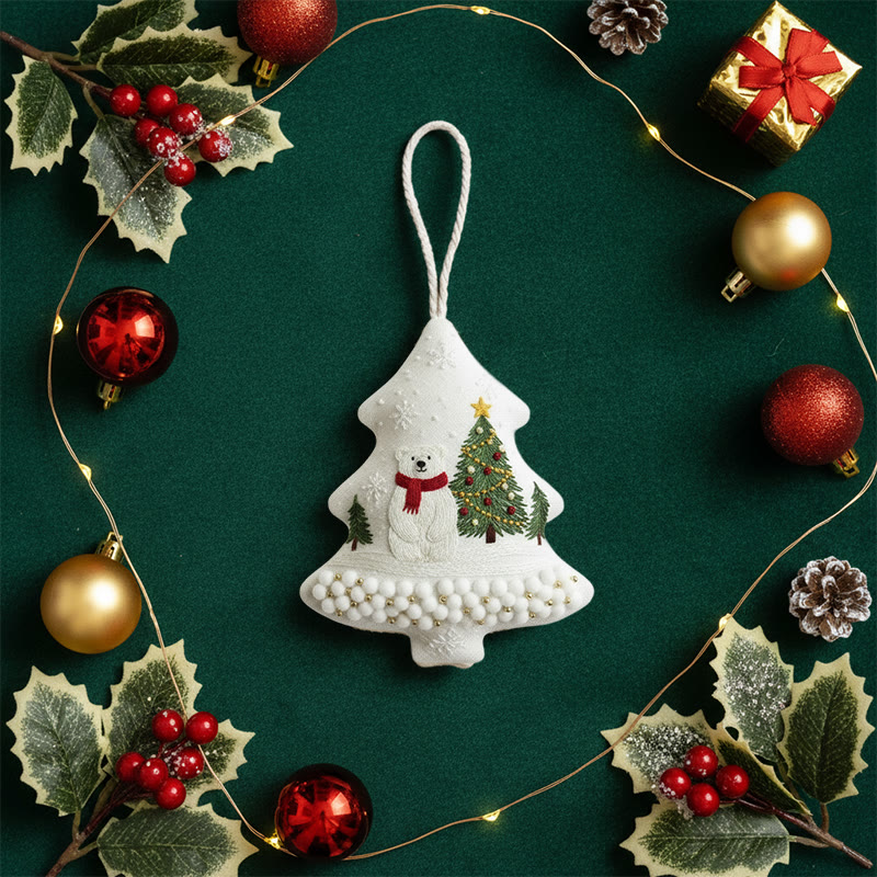 Rubbyoo Tree-shaped Embroidery Kit - Polar Bear Scene | Embroidery Starter Kit | Perfect Gift For Beginners - image 5