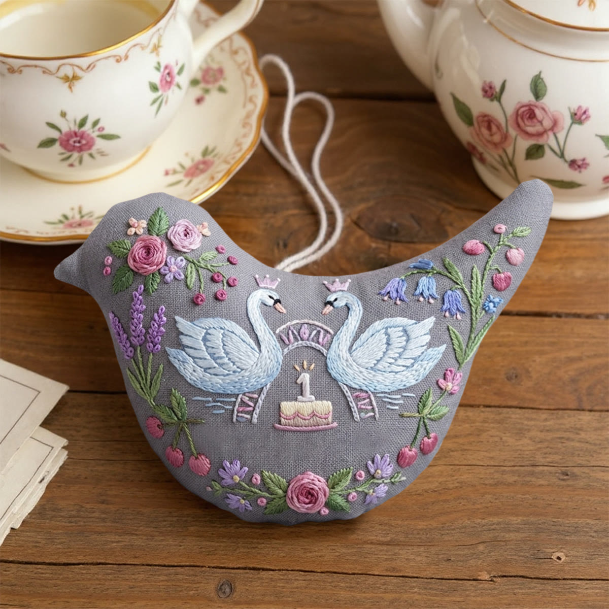 Rubbyoo Bird-shaped Embroidery Kit - Vintage Swan | Perfect Gift For Animal Lovers | Stylish Backpack Charm - image 4