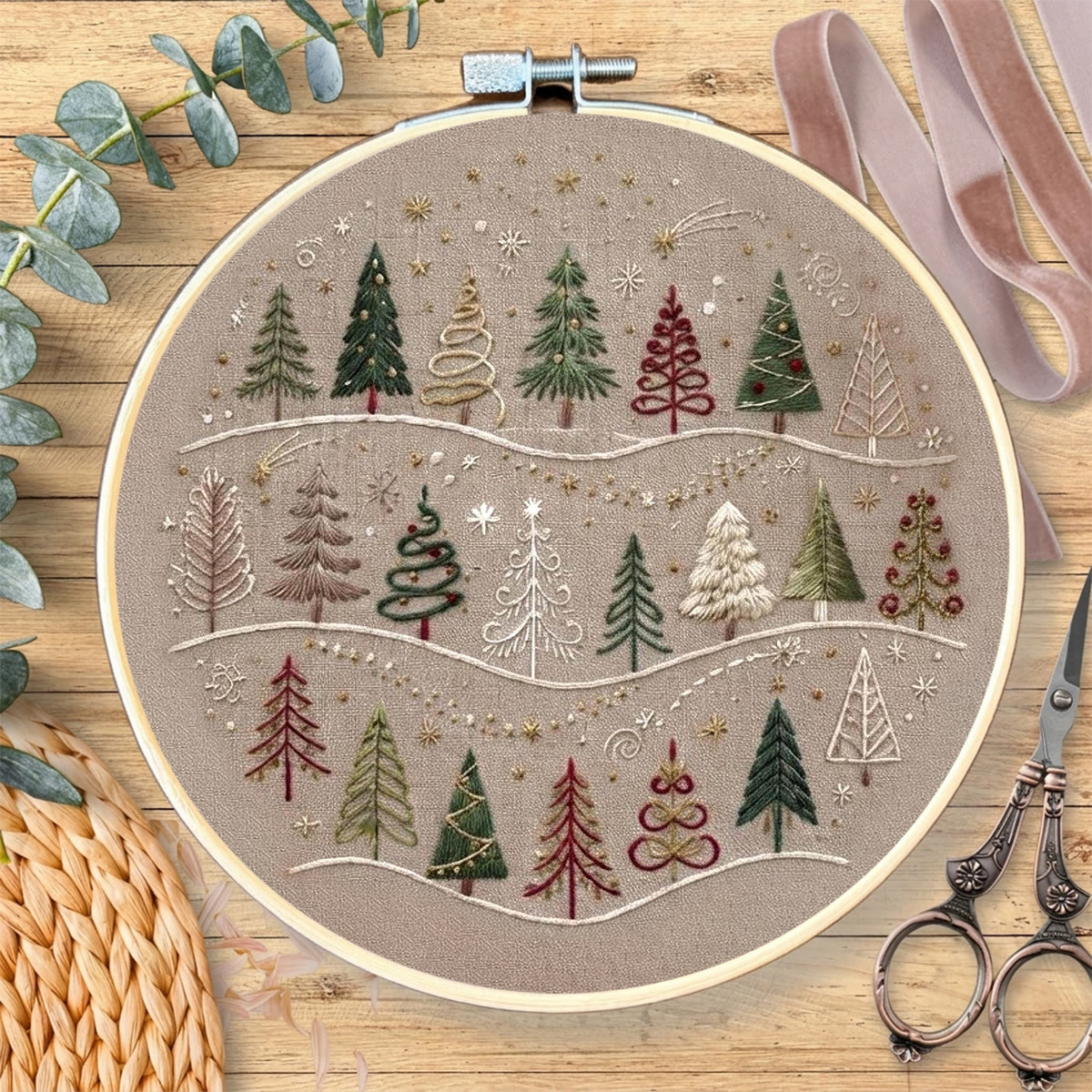 Rubbyoo Embroidery Kit - Magical Xmas Woodland | Meaningful DIY Christmas Gift | Exquisite Christmas Trees Pattern - image 6