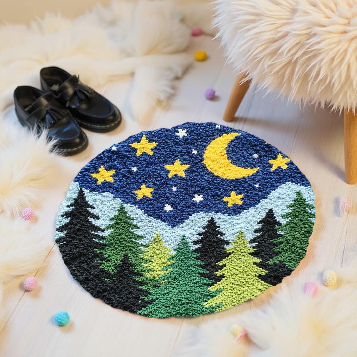 Rubbyoo Latch Hook Rug Kit - Forest At Night | Special Handmade Craft | Diy Versatile Plush Rug - image 7