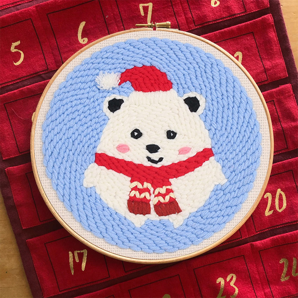 Cute Polar Bear Punch Needle Kit - Christmas Home Decor |  Diy Animal Handcraft  - image 6