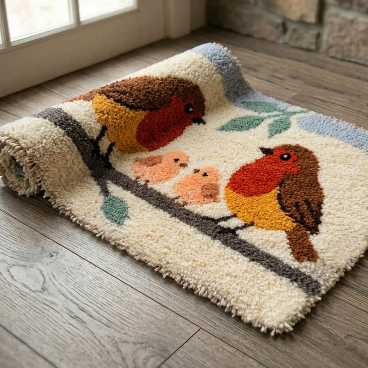 Rubbyoo Latch Hook Rug Kit - Robin Family | Diy Welcome Doormat | Handmade Home Decor - image 7