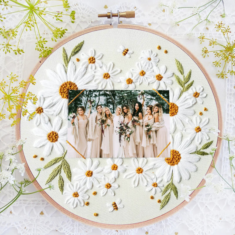 Rubbyoo Embroidery Photo Frame Kit - Attractive Daisy | Diy Floral Handicraft | Unique Art Decor - image 4