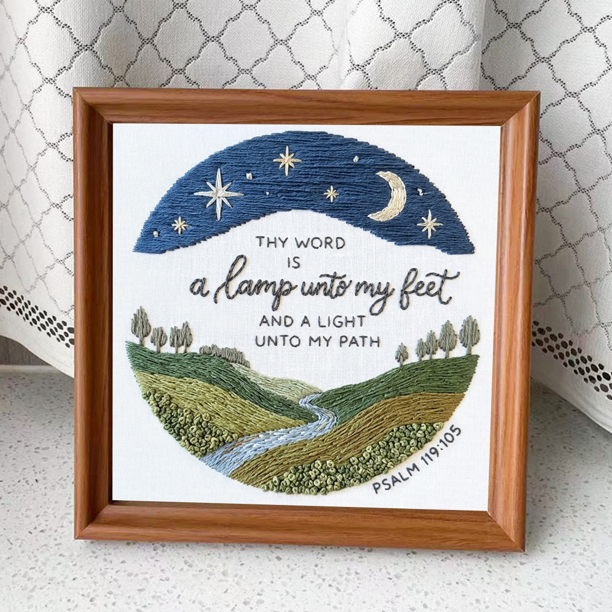 Rubbyoo Embroidery Kit - God's Word Lights My Path | Bible Psalm 119:105 | Devotional Room Decor  - Embroidery Kit Plus An Extra Frame - image 8