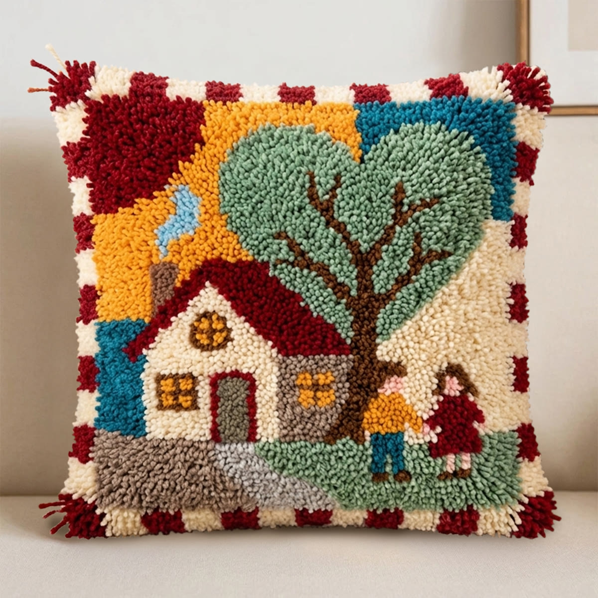 Rubbyoo Latch Hook Pillow Kit - Love Nest | Handmade Wedding Craft | Decorative Cushion Cover - image 4