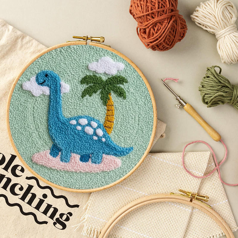 Brachiosaurus Paradise Punch Needle Kit - Entry Level Craft | Whimsical Home Vibe - image 9