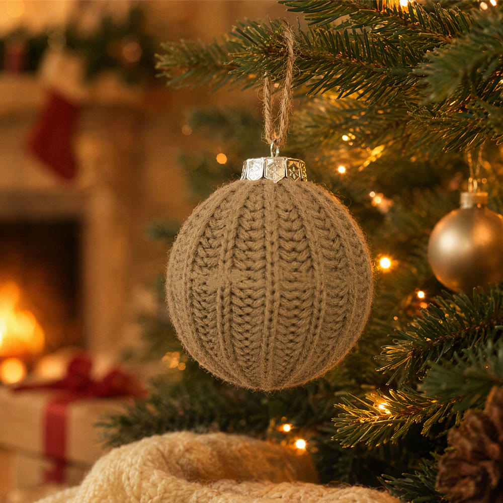 Rubbyoo Crochet Christmas Ball Ornament – Handmade Xmas Tree Hanging | Cozy Festive Party Decor - Khaki - image 9