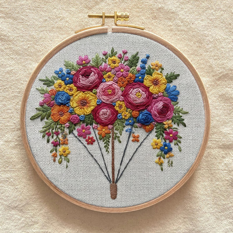 Rubbyoo Embroidery Kit - Blooming Bouquet | Diy Floral Collection | Nice Handmade Art - image 9
