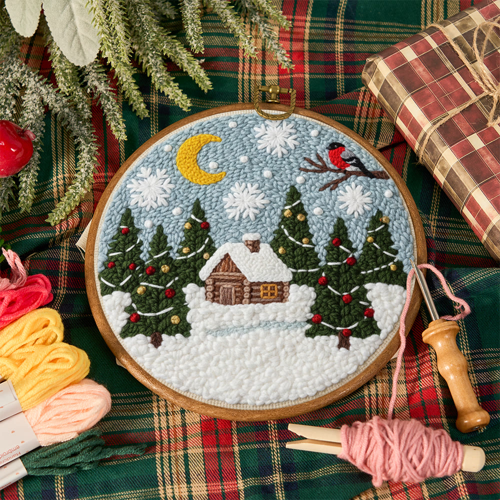 Christmas Snow Cottage Punch Needle Kit – Beginner Craft | Charming Christmas Wall Decor - image 12