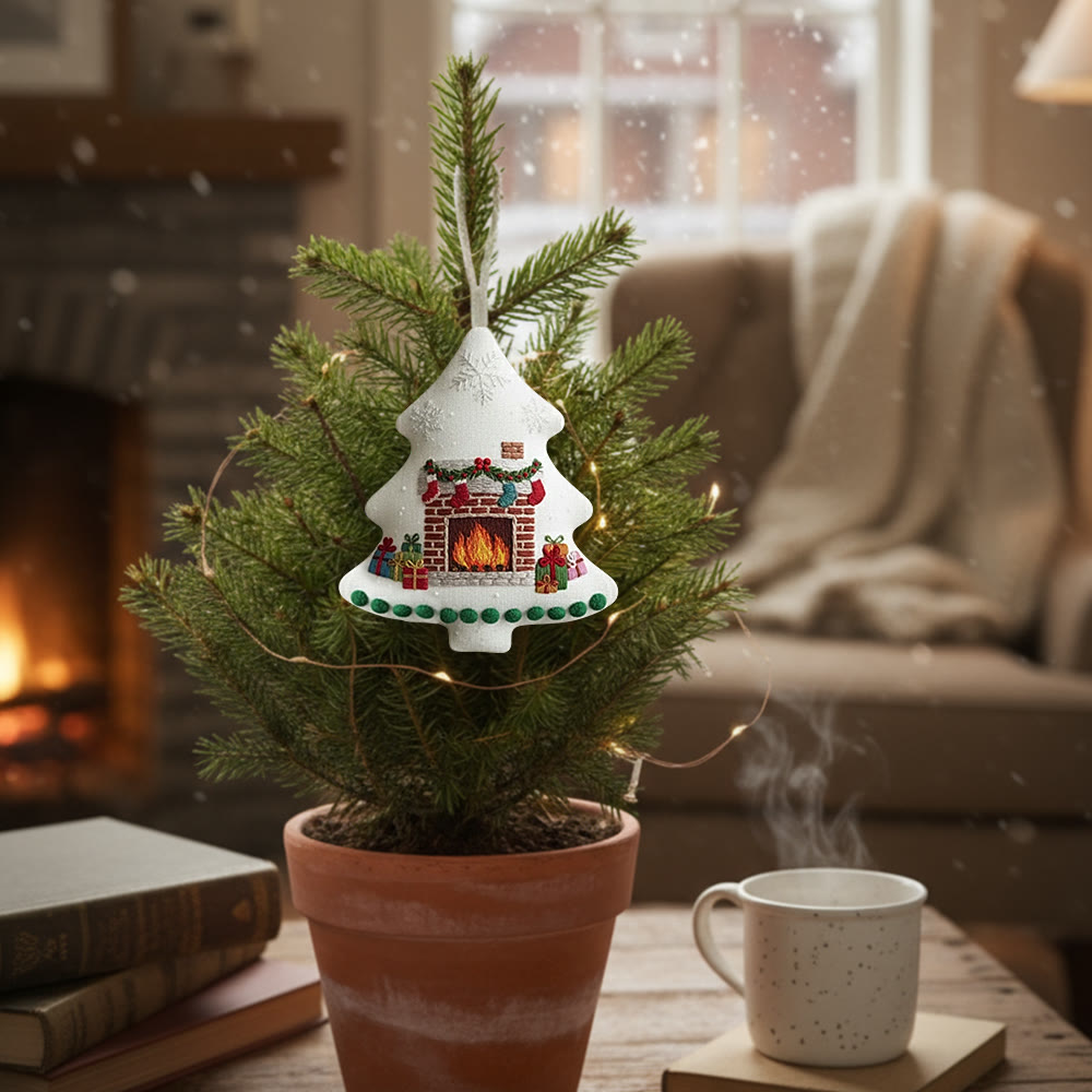 Rubbyoo Tree-shaped Embroidery Kit - Christmas Fireplace | Diy Holiday Gift | Handmade Needle Art - image 7