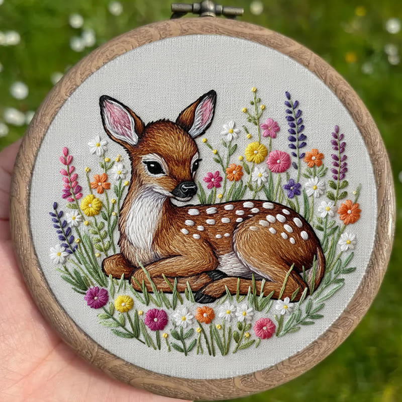 Rubbyoo Embroidery Kit - Stunning Sika Deer | Floral Animal Craft | Perfect Stitch Art For Decoration - image 5