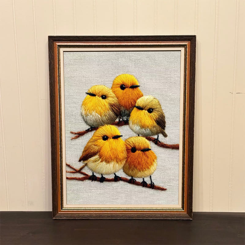Rubbyoo Embroidery Kit - Yellow Birds On Branch | Unique Embroidery Art | Diy Holiday Gift - image 3