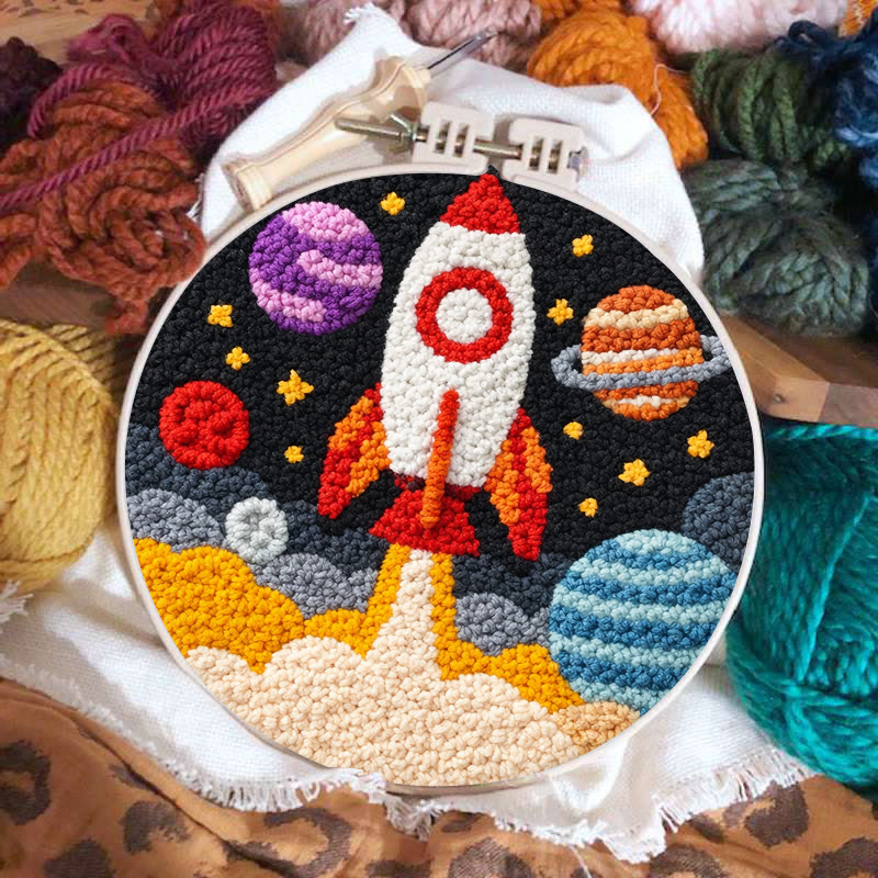 Space Rocket Adventure Punch Needle Kit - Playful Handcraft Experience | Creative Bedroom Styling Pick - image 3