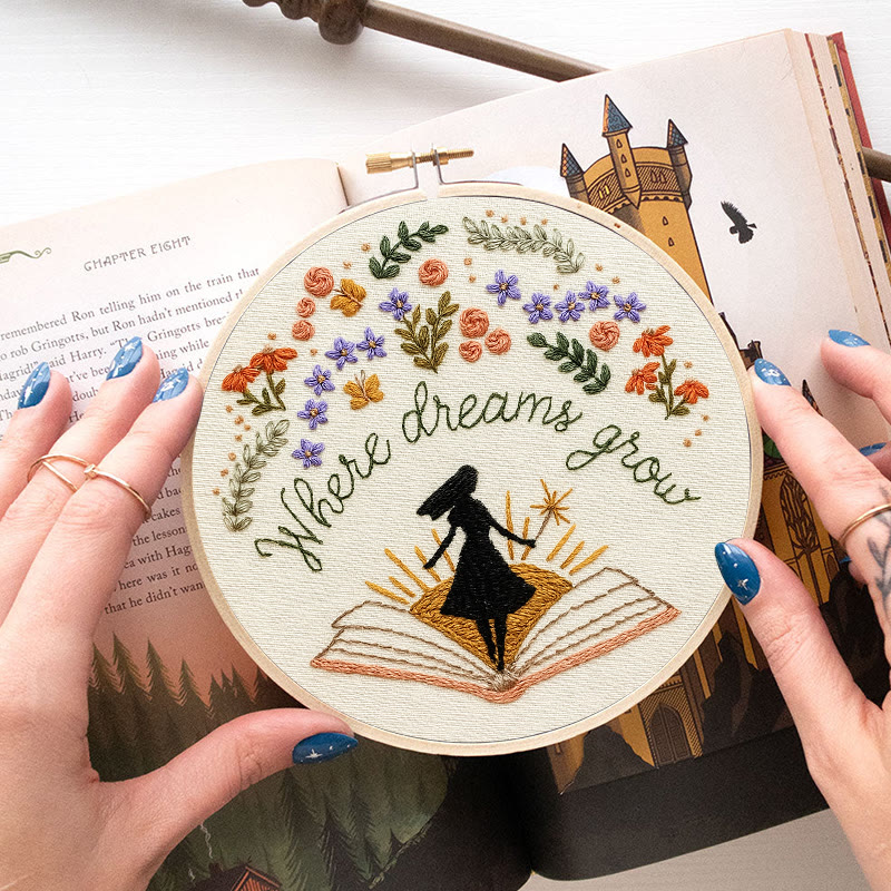 Rubbyoo Embroidery Kit - Charming Flowers With Book | Diy Desk Ornament  | Gift For Book Lovers - image 4