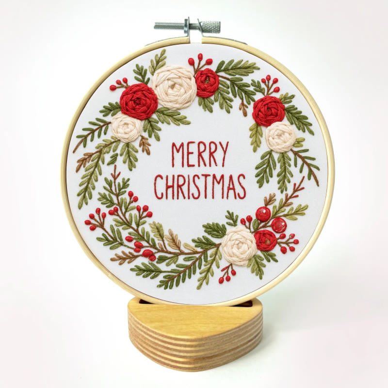 Rubbyoo Embroidery Kit - Christmas Wreath | Floral Christmas Craft | Diy Ornament Art - image 11