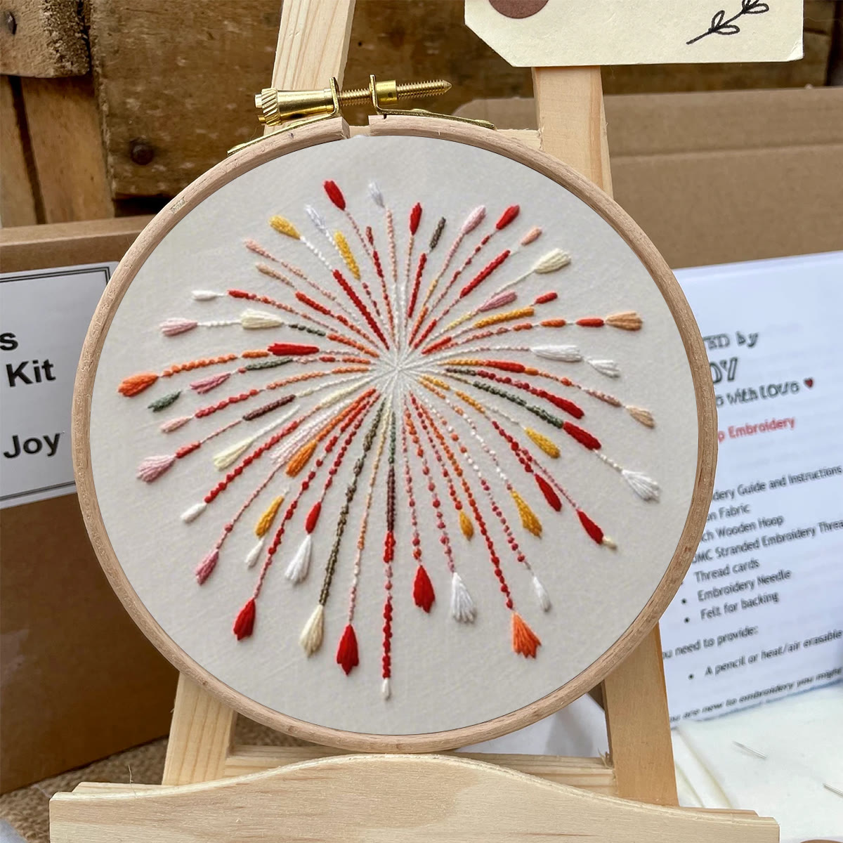 Rubbyoo Embroidery Kit- Orange Fireworks | Hand Stitch Wall Decor For Beginners - image 7