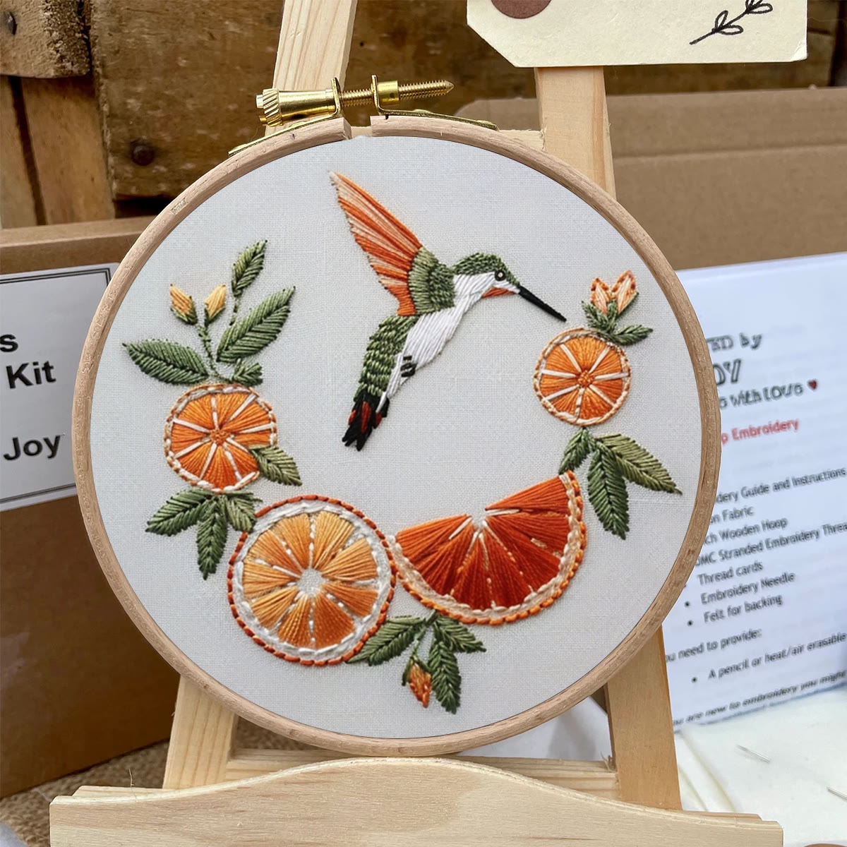 Rubbyoo Embroidery Kit-   Orange Hummingbird - image 4