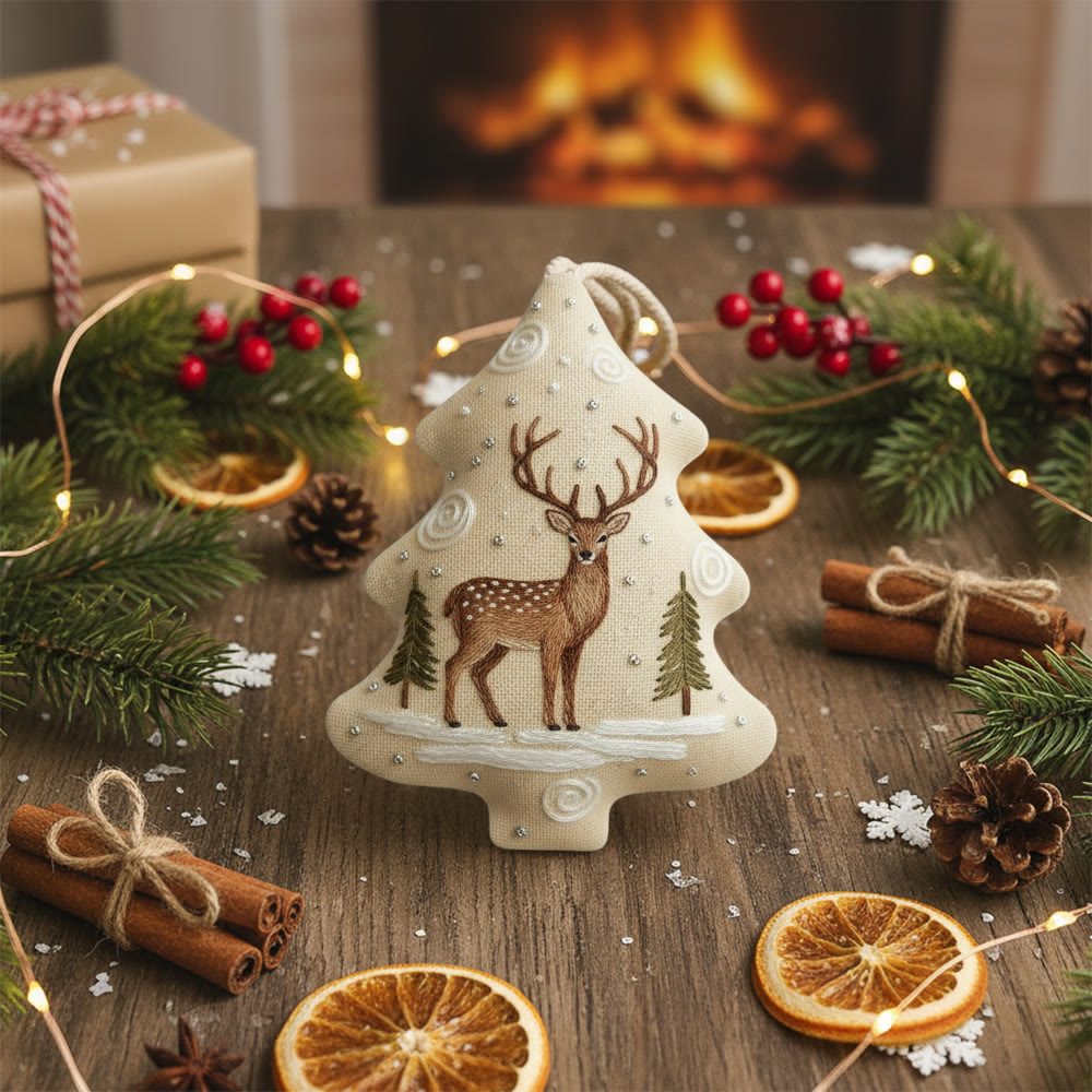 Rubbyoo Tree-shaped Embroidery Kit - Stag Deer | Fun Diy Craft For Beginners | Whimsical Holiday Decor - image 8