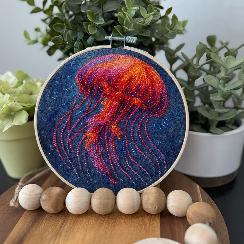 Rubbyoo Bead Embroidery Kit - Glowing Jellyfish | Creative Handmade Gifts | Handicraft For Beginners - image 6