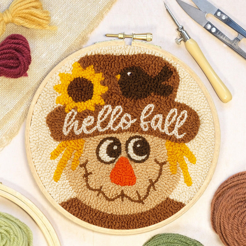 Fall Scarecrow Punch Needle Kit - Autumn Home Ornament | Diy Hanging Art - image 6
