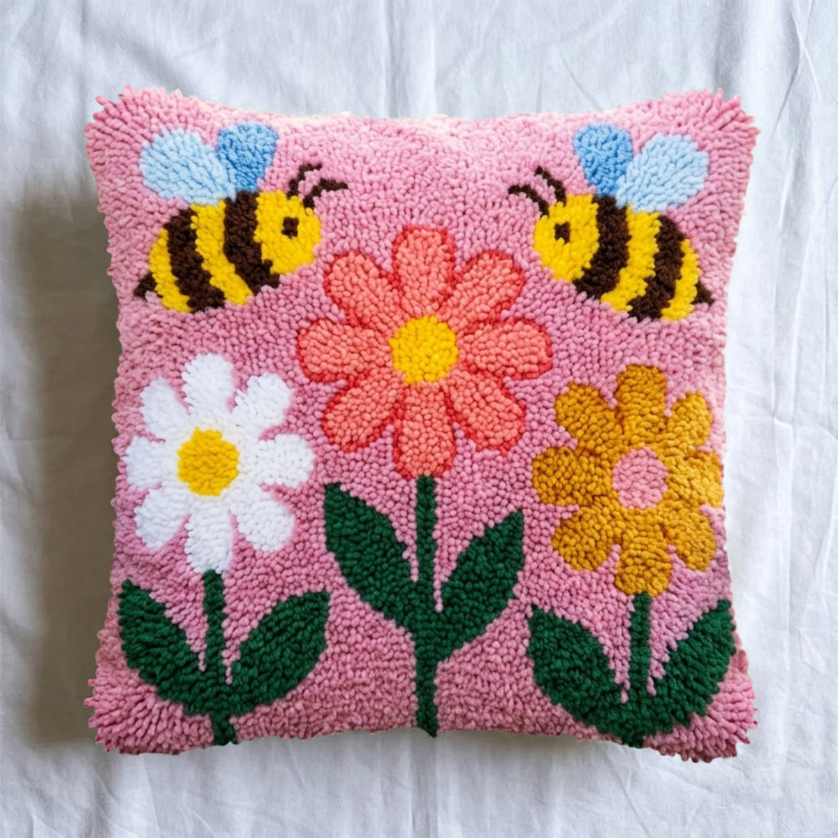 Rubbyoo Latch Hook Pillow Kit - Bee And Flower | Floral Handmade Art | Special Decoration Gift  - image 8
