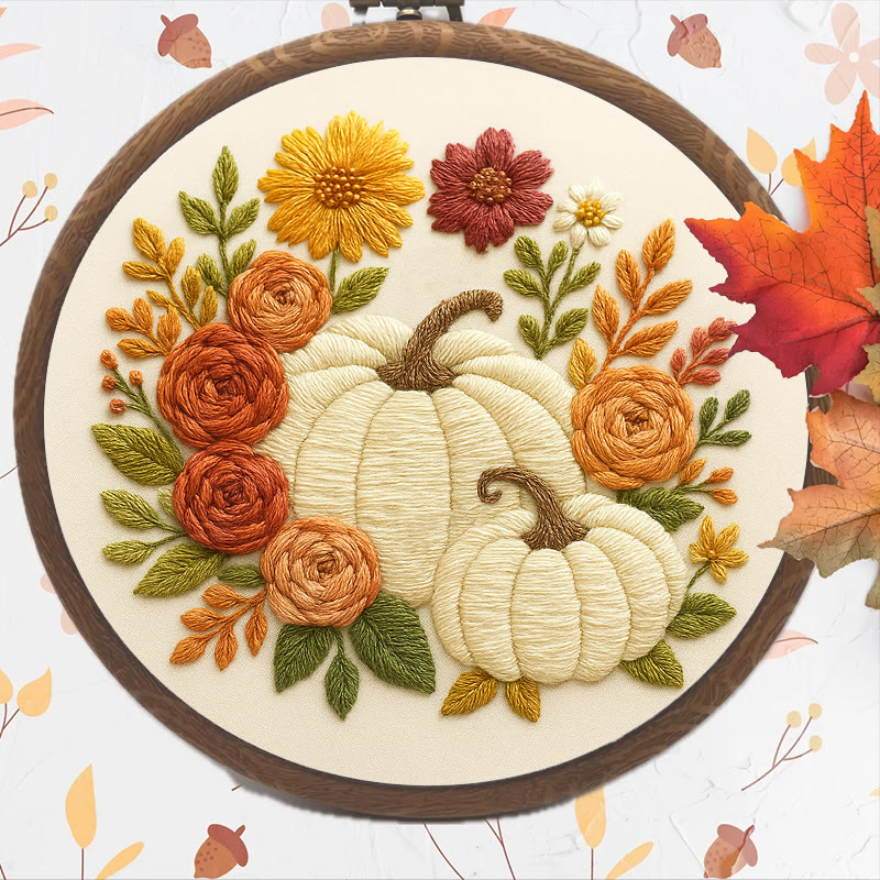 Rubbyoo Embroidery Kit - Floral Pumpkin | Easy Handmade Needlework | Diy Helloween Craft - image 5