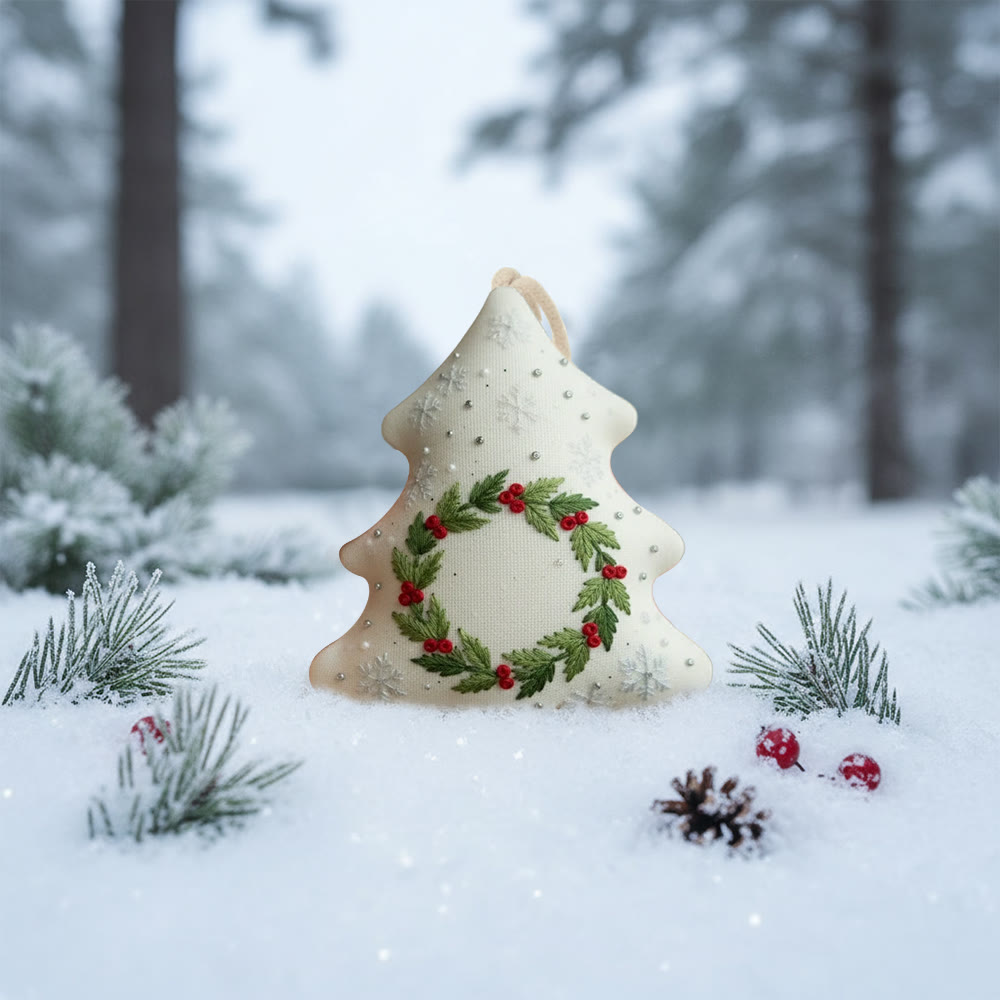 Rubbyoo Tree-shaped Embroidery Kit - Holly Wreath | Delicate Stitching | Perfect For Diy Enthusiasts - image 4