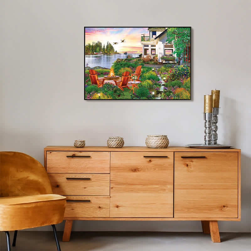 Rubbyoo My Happy Place Harbor House  - Wooden Jigsaw Puzzle