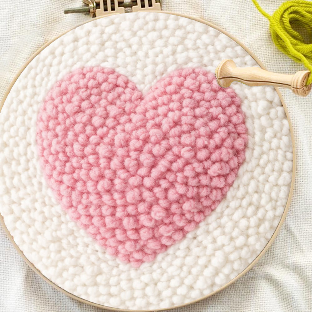 Pink Heart Punch Needle Kit - Handmade Art For Beginner | Mother's Day Craft, - image 11