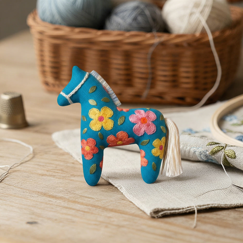 Rubbyoo Dala Horse Embroidery Kit - Simple Daisy Motif | Cute Gift For Friends | Cheerful Home Accents - image 3