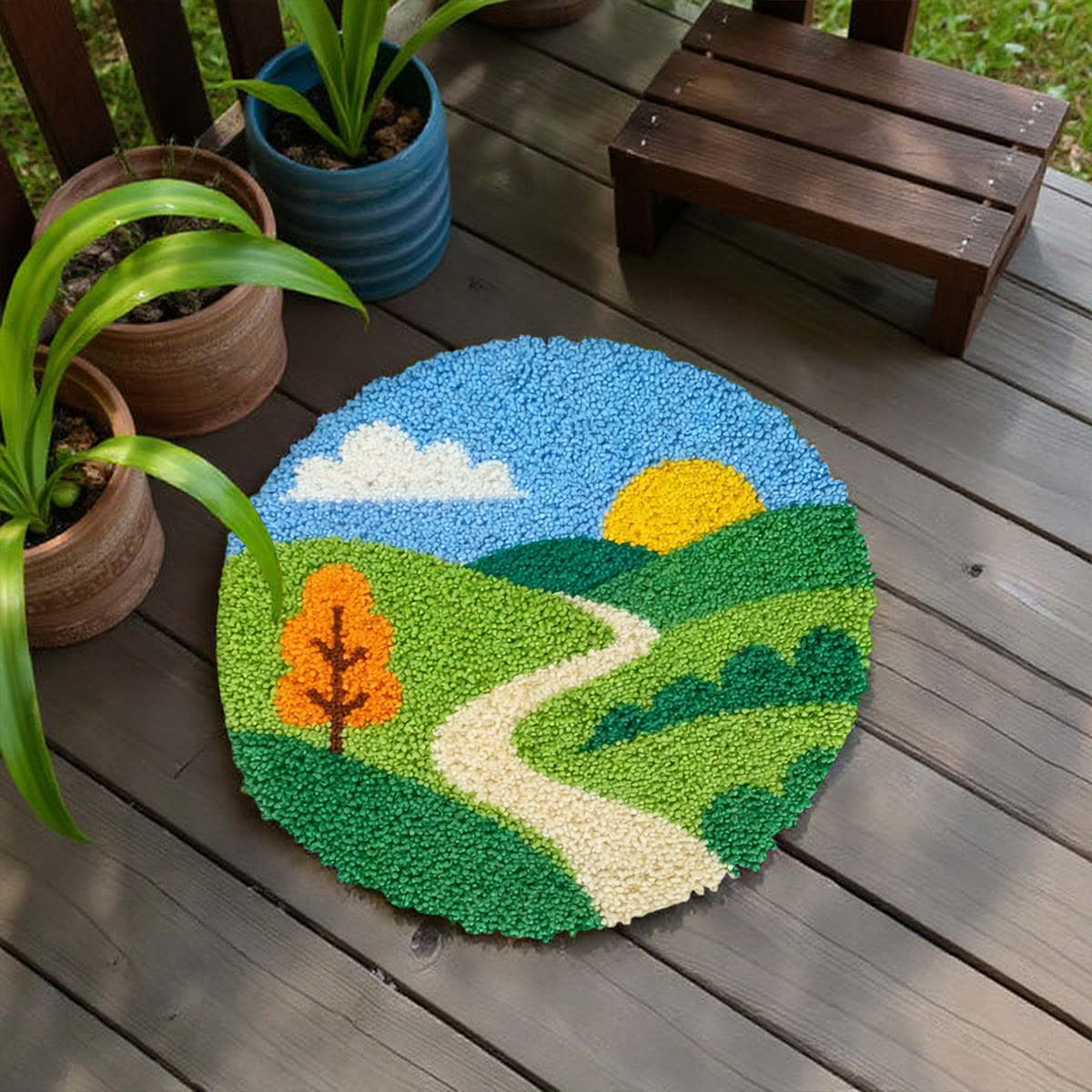 Rubbyoo Latch Hook Rug Kit - Country Road | Handmade Landscape Craft | Perfect Gift For Decoration - image 6