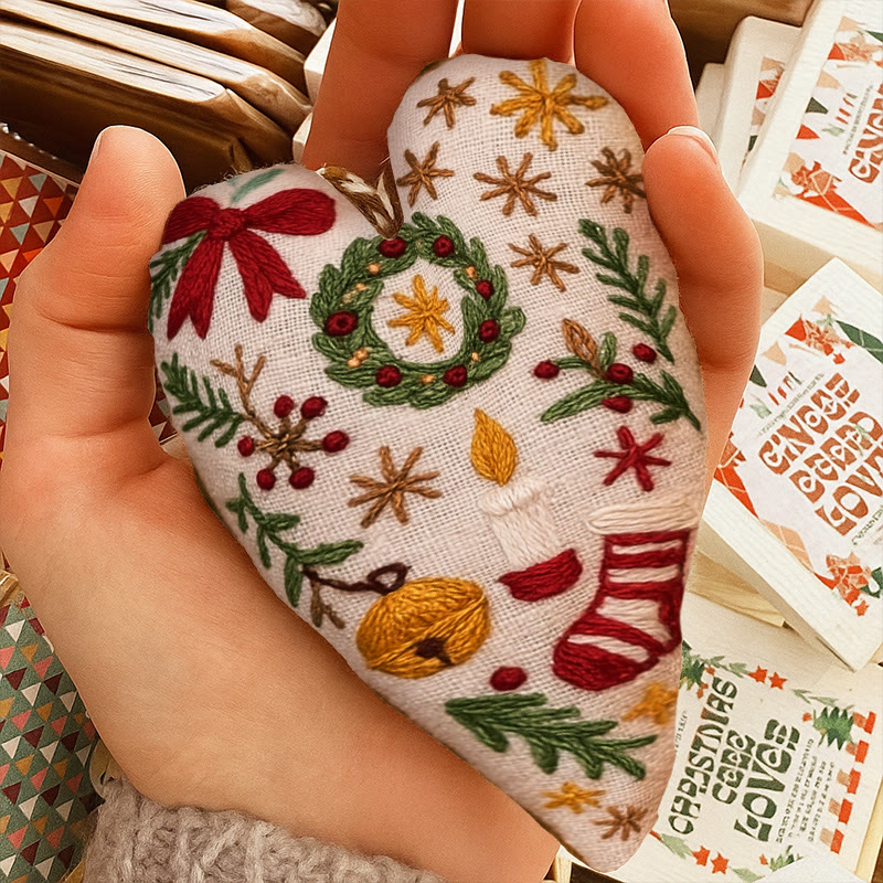 Rubbyoo Heart Embroidery Kit - Christmas Wreath | Personalized Hanging Decor | Unique Needle Craft - image 9