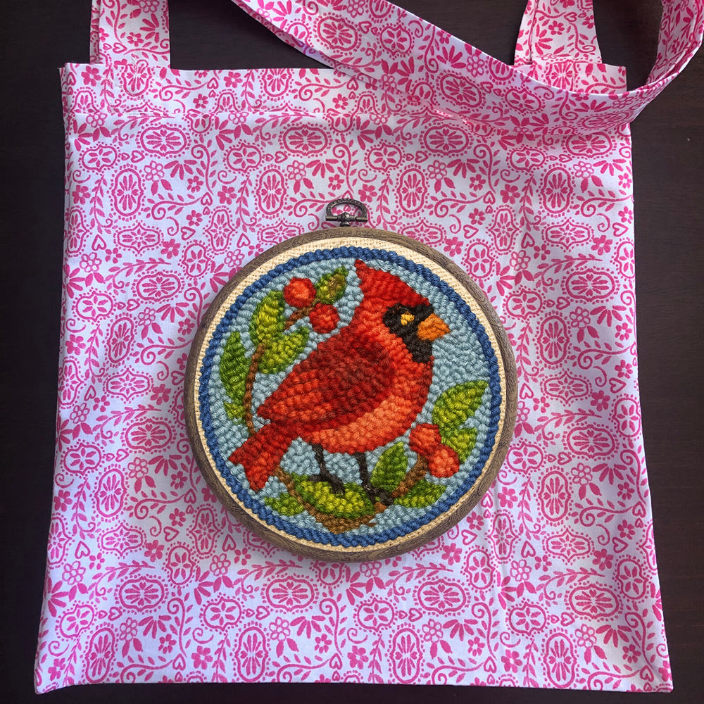 Christmas Cardinal Punch Needle Kit - Christmas Decoration Needlework | Gifts For Bird Lovers  - image 11