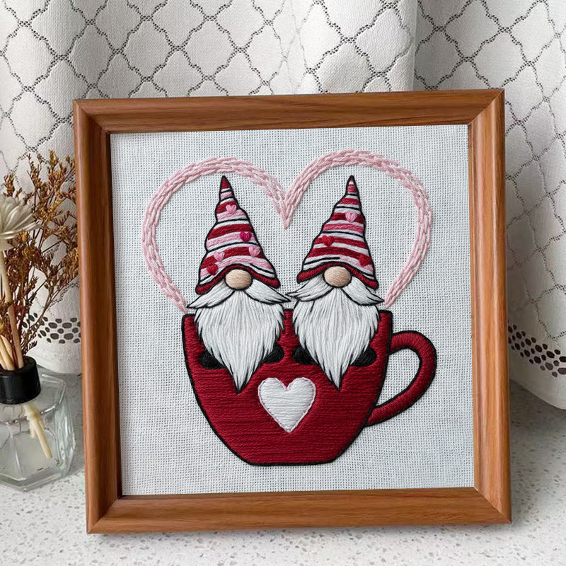 Rubbyoo Embroidery Kit - Gnome Couple | Valentine Hanging Decoration | Diy Hoop Art - Embroidery Kit Plus An Extra Frame - image 9